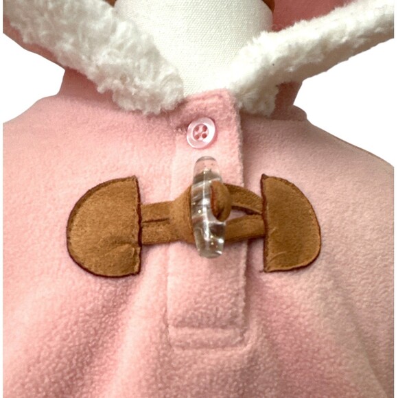 Little Lass Baby Girls Pink Fleece Hooded Poncho Cat Pocket 12M - Picture 5 of 5